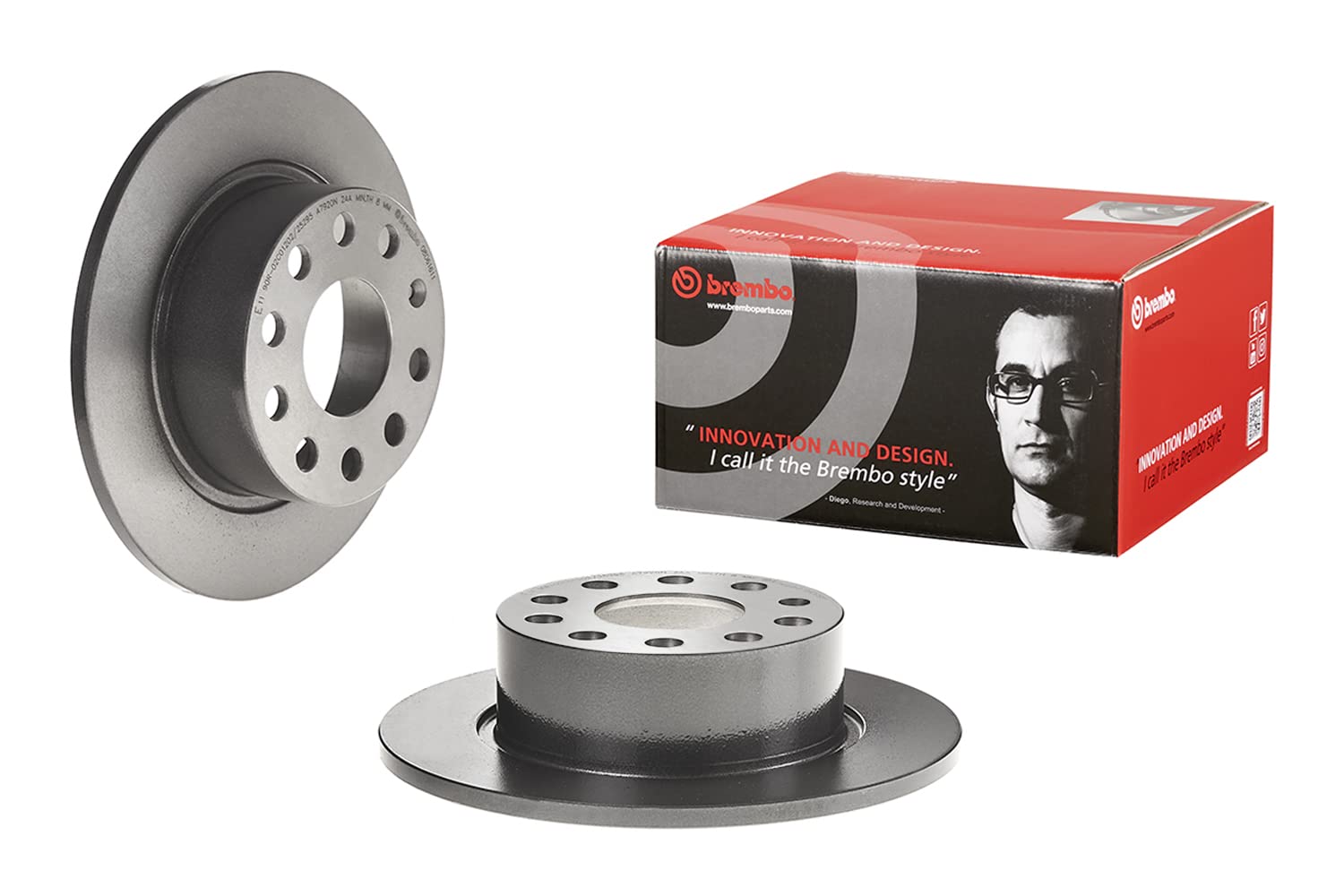 Brembo Bremsscheiben Hinten Voll 2X Ø 253Mm | 08.D616.11 von Brembo