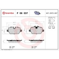 Bremsbelagsatz BREMBO P 06 037, Hinten von Brembo