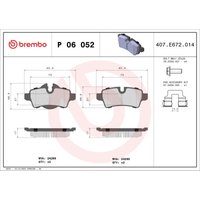 Bremsbelagsatz BREMBO P 06 052, Hinten von Brembo