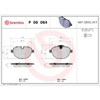 Bremsbelagsatz BREMBO P 06 064, Hinten von Brembo