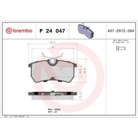 Bremsbelagsatz BREMBO P 24 047, Hinten von Brembo