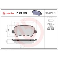 Bremsbelagsatz BREMBO P 24 078, Hinten von Brembo