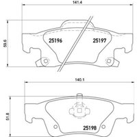 Bremsbelagsatz BREMBO P 37 016, Hinten von Brembo