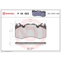 Bremsbelagsatz BREMBO P 44 023, Vorne von Brembo