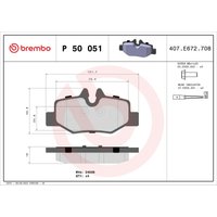 Bremsbelagsatz BREMBO P 50 051, Hinten von Brembo