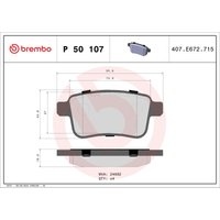 Bremsbelagsatz BREMBO P 50 107, Hinten von Brembo