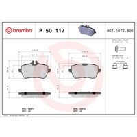 Bremsbelagsatz BREMBO P 50 117, Hinten von Brembo