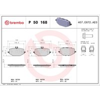 Bremsbelagsatz BREMBO P 50 168, Hinten von Brembo