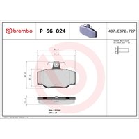 Bremsbelagsatz BREMBO P 56 024, Hinten von Brembo