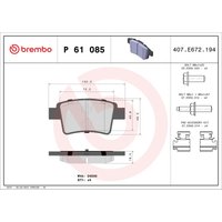 Bremsbelagsatz BREMBO P 61 085, Hinten von Brembo