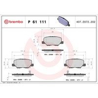 Bremsbelagsatz BREMBO P 61 111, Hinten von Brembo