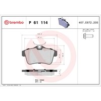 Bremsbelagsatz BREMBO P 61 114, Hinten von Brembo