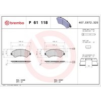 Bremsbelagsatz BREMBO P 61 118, Vorne von Brembo