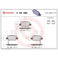 Bremsbelagsatz BREMBO P 83 080, Hinten von Brembo