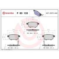 Bremsbelagsatz BREMBO P 83 133, Hinten von Brembo