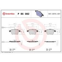 Bremsbelagsatz BREMBO P 85 082, Vorne von Brembo