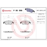 Bremsbelagsatz BREMBO P 85 098, Vorne von Brembo