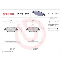 Bremsbelagsatz BREMBO P 85 145, Vorne von Brembo