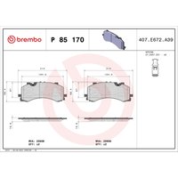 Bremsbelagsatz BREMBO P 85 170, Vorne von Brembo