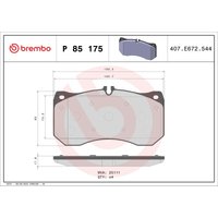 Bremsbelagsatz BREMBO P 85 175, Vorne von Brembo