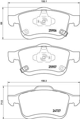 Bremsbelagsatz, Scheibenbremse Vorderachse Brembo P 23 155 von Brembo