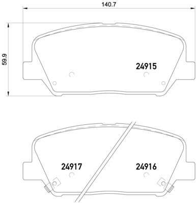 Bremsbelagsatz, Scheibenbremse Vorderachse Brembo P 30 065X von Brembo