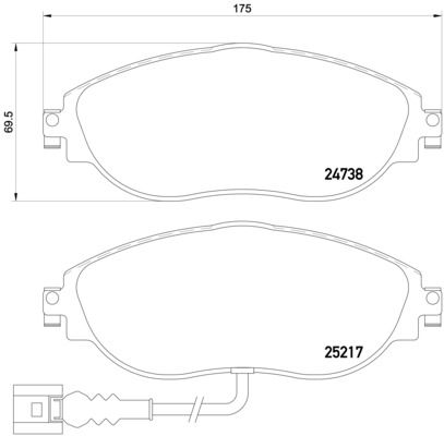 Bremsbelagsatz, Scheibenbremse Vorderachse Brembo P 85 131X von Brembo