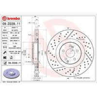 Bremsscheibe BREMBO 09D33911 hinten, belüftet, geschlitzt, hochkarbonisiert, 1 Stück von Brembo