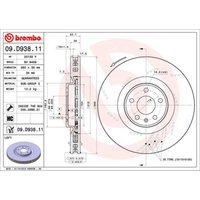 Bremsscheibe BREMBO 09D93811 vorne, belüftet, geschlitzt, hochkarbonisiert, 1 Stück von Brembo