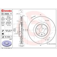 Bremsscheibe BREMBO 09D93911 vorne, belüftet, geschlitzt, hochkarbonisiert, 1 Stück von Brembo