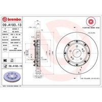 Bremsscheibe BREMBO 09A19313 vorne, belüftet, hochkarbonisiert, 1 Stück von Brembo