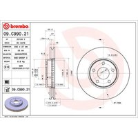 Bremsscheibe BREMBO 09C99021 vorne, belüftet, hochkarbonisiert, 1 Stück von Brembo