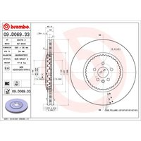 Bremsscheibe BREMBO 09D06933 vorne, belüftet, hochkarbonisiert, 1 Stück von Brembo