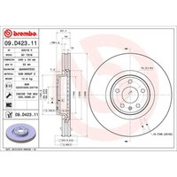 Bremsscheibe BREMBO 09D42311 vorne, belüftet, hochkarbonisiert, 1 Stück von Brembo