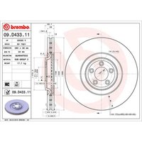 Bremsscheibe BREMBO 09D43311 vorne, belüftet, hochkarbonisiert, 1 Stück von Brembo