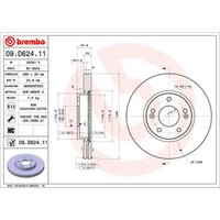 Bremsscheibe BREMBO 09D62411 vorne, belüftet, hochkarbonisiert, 1 Stück von Brembo