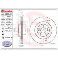 Bremsscheibe BREMBO 09D62611 vorne, belüftet, hochkarbonisiert, 1 Stück von Brembo