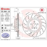 Bremsscheibe BREMBO 09D90123 hinten, belüftet, hochkarbonisiert, 1 Stück von Brembo