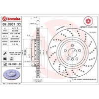 Bremsscheibe BREMBO 09D90133 hinten, belüftet, hochkarbonisiert, 1 Stück von Brembo