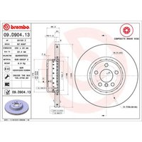 Bremsscheibe BREMBO 09D90413 vorne, belüftet, hochkarbonisiert, 1 Stück von Brembo