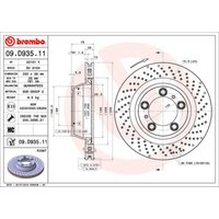 Bremsscheibe BREMBO 09D93511 hinten, belüftet, hochkarbonisiert, 1 Stück von Brembo