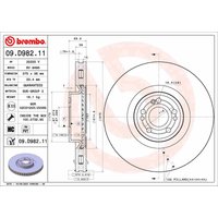 Bremsscheibe BREMBO 09D98211 vorne, belüftet, hochkarbonisiert, 1 Stück von Brembo