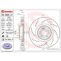 Bremsscheibe BREMBO 09D98221 vorne, belüftet, hochkarbonisiert, 1 Stück von Brembo