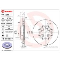 Bremsscheibe BREMBO 09D98511 vorne, belüftet, hochkarbonisiert, 1 Stück von Brembo