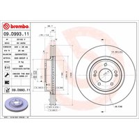 Bremsscheibe BREMBO 09D99311 vorne, belüftet, hochkarbonisiert, 1 Stück von Brembo