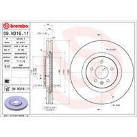 Bremsscheibe BREMBO 09N31611 vorne, belüftet, hochkarbonisiert, 1 Stück von Brembo