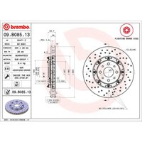 Bremsscheibe BREMBO 09B08513 vorne, belüftet, perforiert, 1 Stück von Brembo