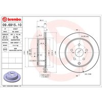 Bremsscheibe BREMBO 09.6915.10, hinten, belüftet , 1 Stück von Brembo