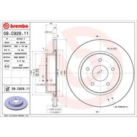 Bremsscheibe BREMBO 09C92911 hinten, belüftet, 1 Stück von Brembo