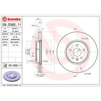 Bremsscheibe BREMBO 09D39211 vorne, belüftet, 1 Stück von Brembo